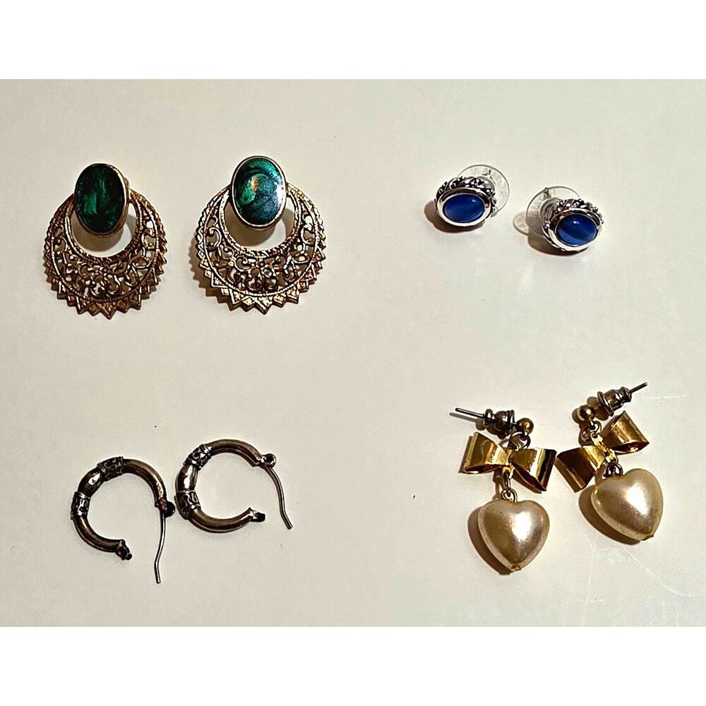Vintage Earrings Lot Of 4 Pairs. For Pierced Ears.